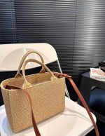 Celine Small Cabas Thais In Raffia And Leather Tan 27Cm 116302Ff7 04Lu - Image 9