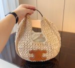 Celine Classic Panier Hobo Bag In Raffia And Calfskin Natural Tan 30Cm 112772Eyr 02Nt - Image 3