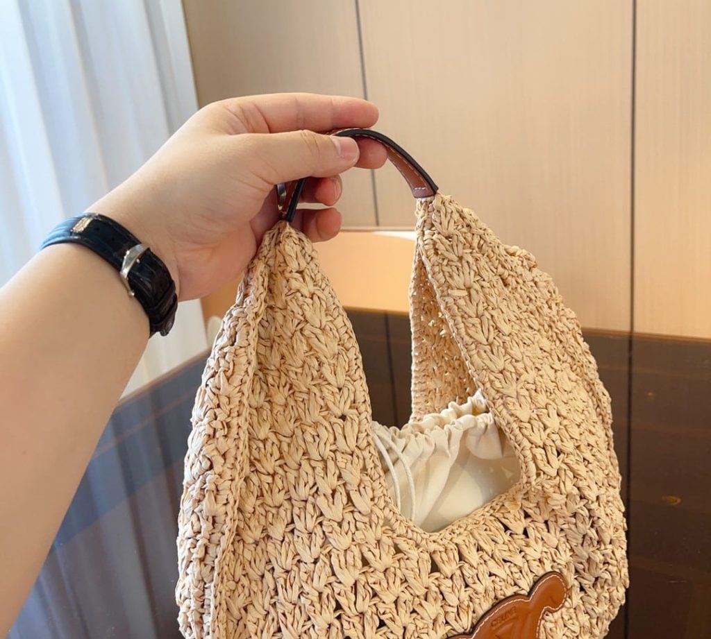Celine Classic Panier Hobo Bag In Raffia And Calfskin Natural Tan 30Cm 112772Eyr 02Nt - Image 10