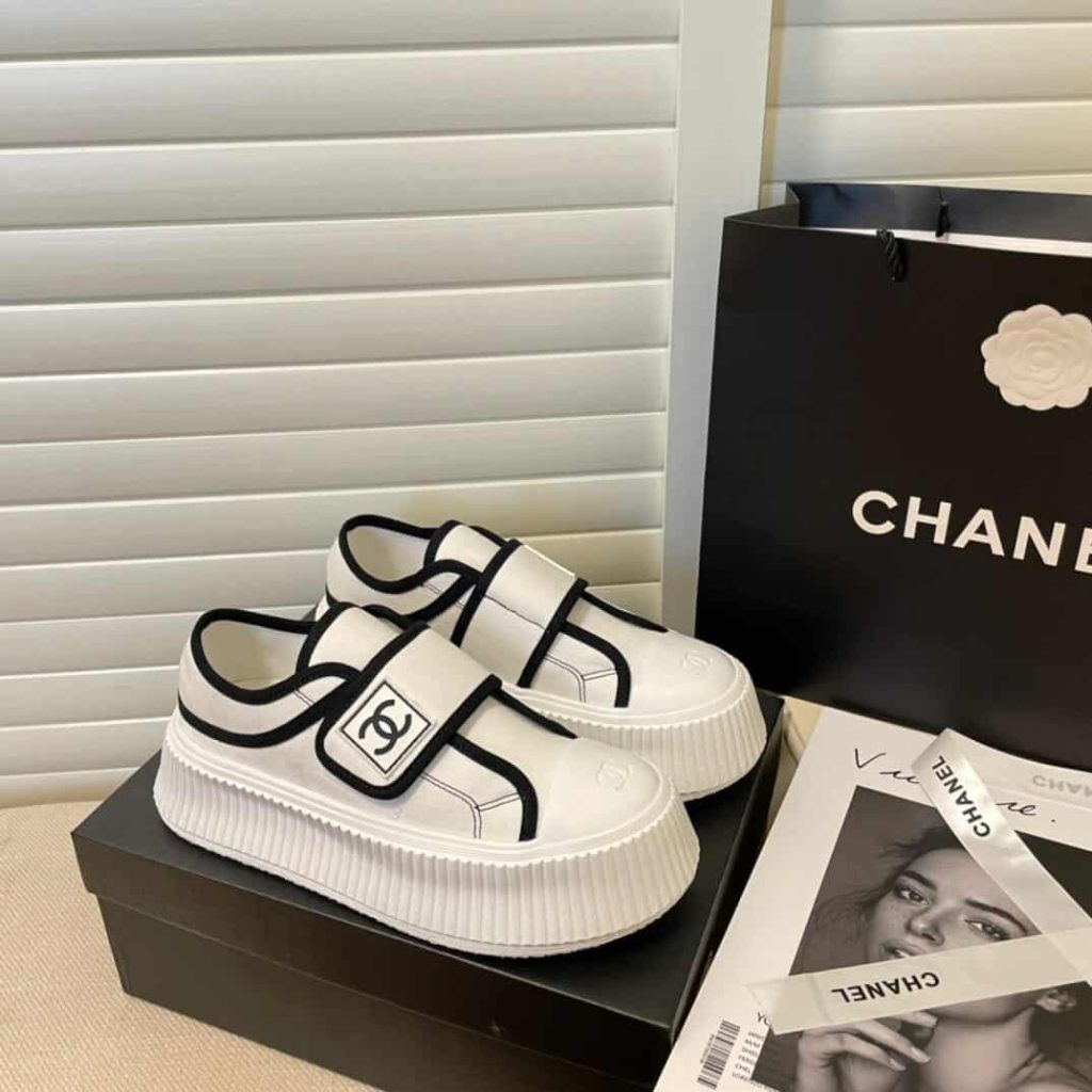 Chanel White Cc Cap Toe Slipon Sneaker White - Image 3