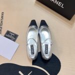 Chanel Square Toe Ballet Flats Black Silver - Image 3