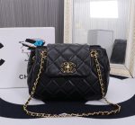 Chanel Mix Accordion Cc Flap Bag Quilted Glazed Leather Black 23Cm - Image 3