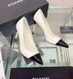 Chanel Pearl Embellished Heel Pumps White - Image 4