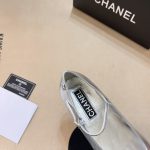 Chanel Square Toe Ballet Flats Black Silver - Image 5