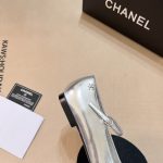Chanel Square Toe Ballet Flats Black Silver - Image 6