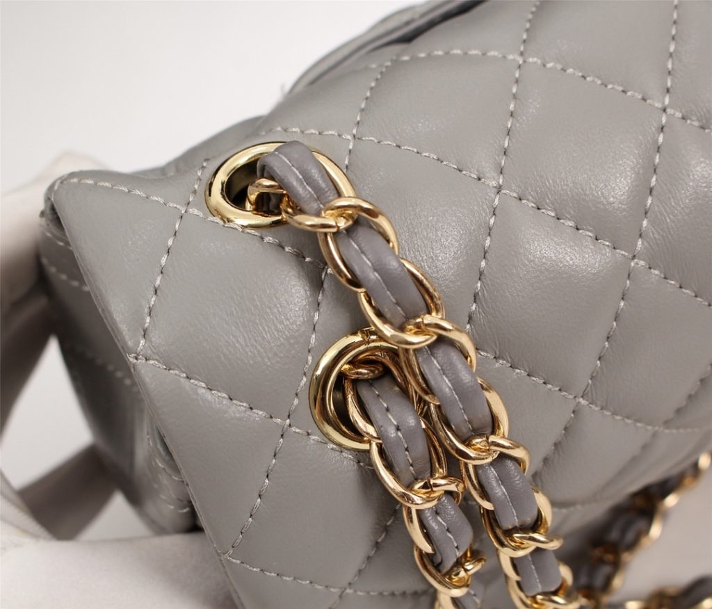 Chanel Classic Flap Gray Gold Hardware 25Cm - Image 8