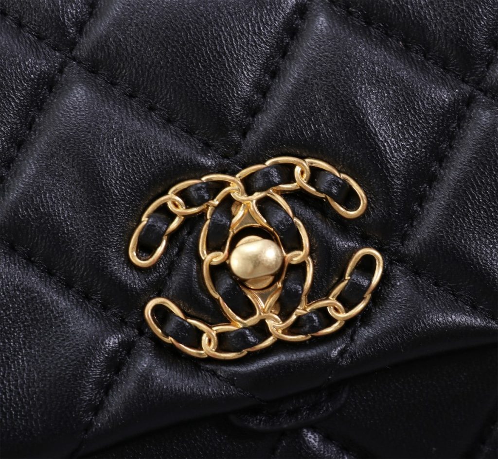 Chanel Mix Accordion Cc Flap Bag Quilted Glazed Leather Black 23Cm - Image 8