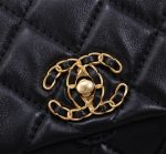 Chanel Mix Accordion Cc Flap Bag Quilted Glazed Leather Black 23Cm - Image 8