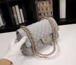 Chanel Classic Flap Gray Gold Hardware 25Cm - Image 11