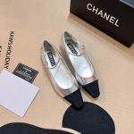 Chanel Square Toe Ballet Flats Black Silver - Image 11