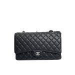 Chanel Classic Flap Sliver Hardware Black 33Cm