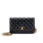 Chanel Woc Falp Pearl Crush Bag With Chain Black 19Cm