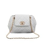 Chanel Mix Accordion Cc Flap Bag Quilted Glazed Leather White 23Cm