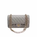 Chanel Classic Flap Gray Gold Hardware 25Cm