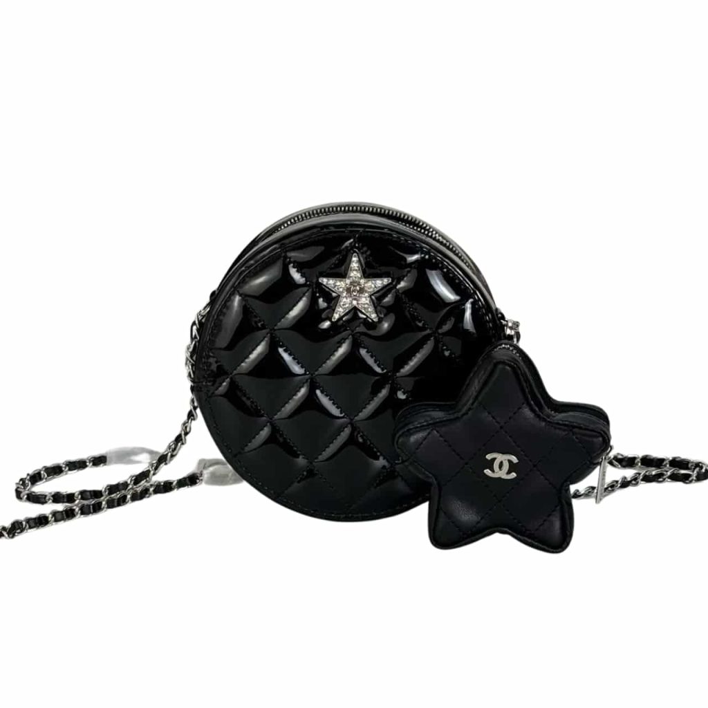 Chanel Round With Charm And Star Coin Purse Black 15Cm - Image 2