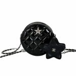 Chanel Round With Charm And Star Coin Purse Black 15Cm