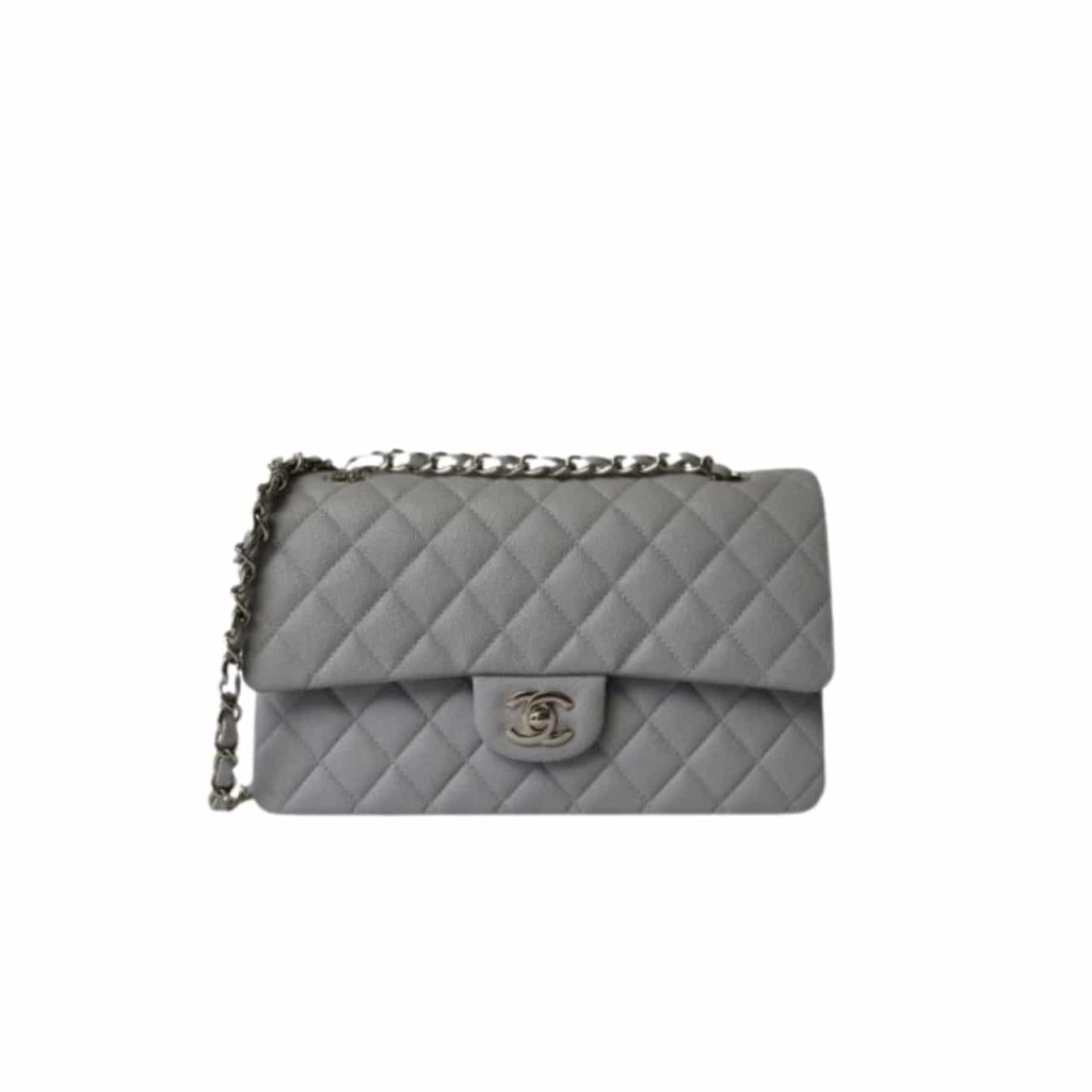 Chanel Medium Classic Flap Bag Silver Hardware Grey 25Cm - Image 2
