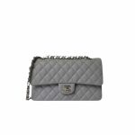 Chanel Medium Classic Flap Bag Silver Hardware Grey 25Cm