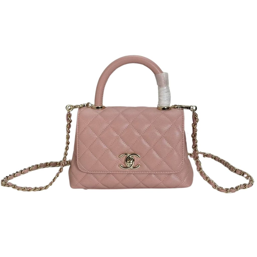 Chanel Small Coco Handle Light Pink Caviar Light Gold Hardware 20Cm - Image 2