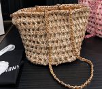 Chanel Straw Shoulder Bags Beige 27Cm - Image 3