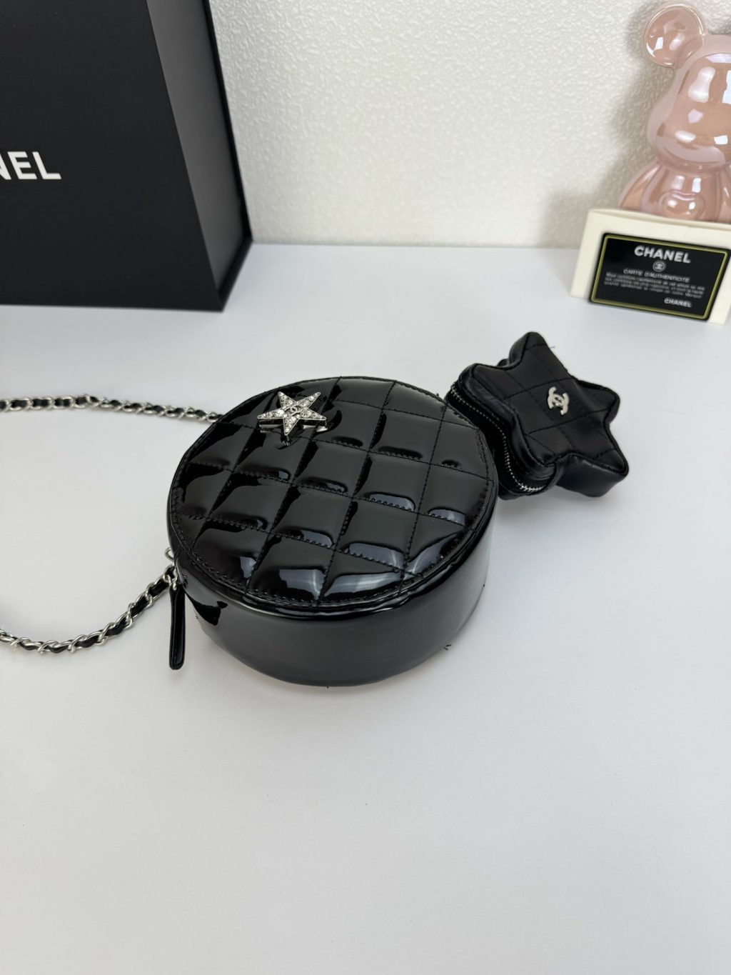 Chanel Round With Charm And Star Coin Purse Black 15Cm - Image 5