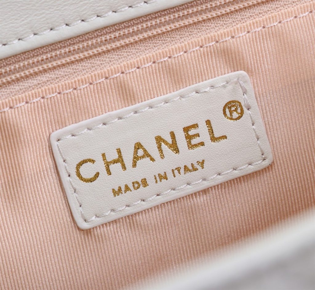 Chanel Mix Accordion Cc Flap Bag Quilted Glazed Leather White 23Cm - Image 4