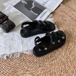 Chanel Triple Velcro Strap Sandals Black G45628 B16403 94305 - Image 4