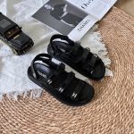 Chanel Triple Velcro Strap Sandals Black G45628 B16403 94305 - Image 5