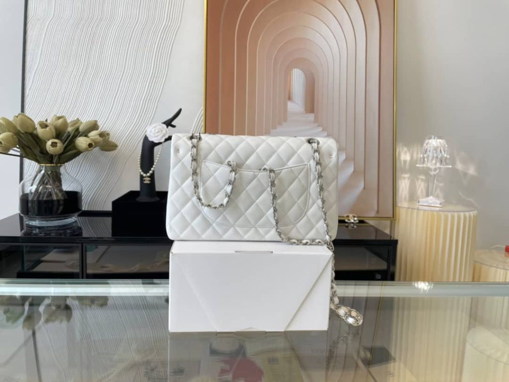 Chanel Classic Double Flap Bag White 25cm - Image 5