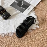 Chanel Triple Velcro Strap Sandals Black G45628 B16403 94305 - Image 7