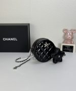Chanel Round With Charm And Star Coin Purse Black 15Cm - Image 9