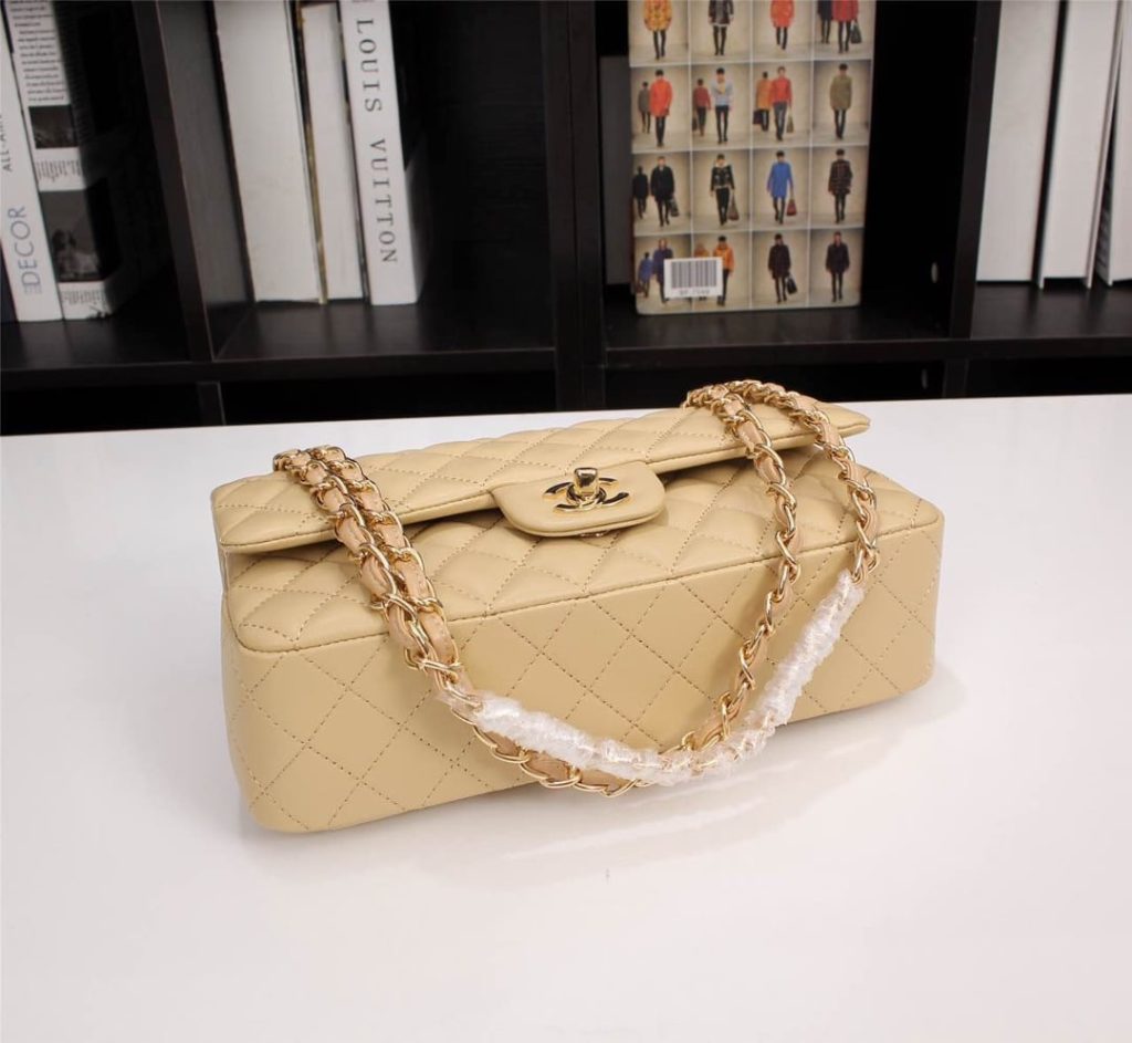 Chanel Classic Flap Beige Gold Hardware 25Cm - Image 10