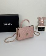 Chanel Small Coco Handle Light Pink Caviar Light Gold Hardware 20Cm - Image 9