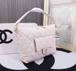 Chanel Maxi Hobo Bag Black Leather And Gold Tone Metal White 28Cm As4339 - Image 9