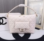 Chanel Maxi Hobo Bag Black Leather And Gold Tone Metal White 28Cm As4339 - Image 11