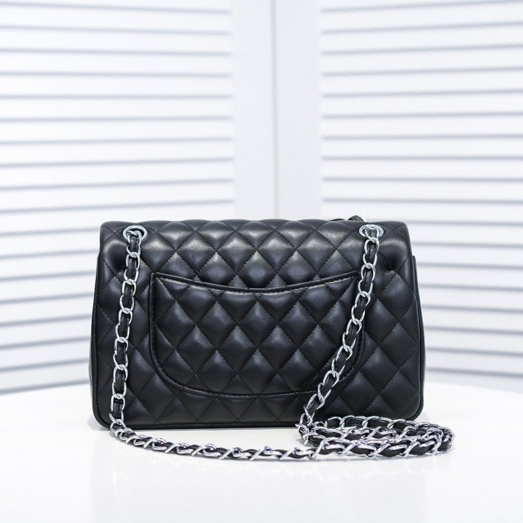 Chanel Medium Classic Flap Bag Silver Hardware Black 25Cm A01113 Y01480 94305 - Image 7