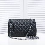 Chanel Medium Classic Flap Bag Silver Hardware Black 25Cm A01113 Y01480 94305 - Image 7