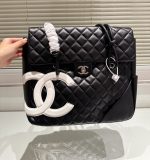 Chanel Cambon Flap Tote Quilted Leather Black 36Cm - Image 4