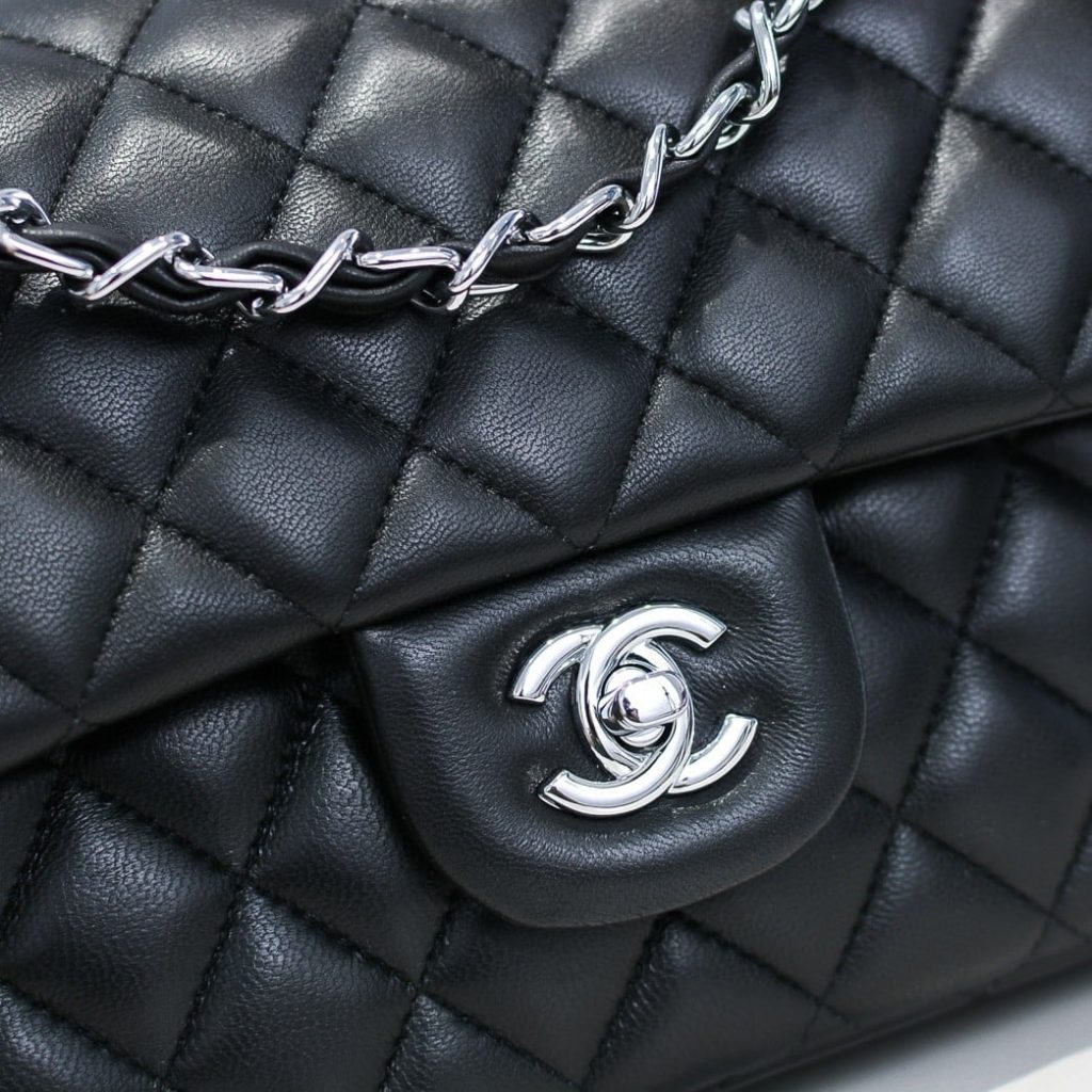 Chanel Medium Classic Flap Bag Silver Hardware Black 25Cm A01113 Y01480 94305 - Image 5