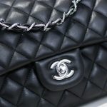 Chanel Medium Classic Flap Bag Silver Hardware Black 25Cm A01113 Y01480 94305 - Image 5