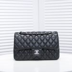 Chanel Medium Classic Flap Bag Silver Hardware Black 25Cm A01113 Y01480 94305 - Image 3