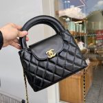 Chanel Kelly Mini Shopping Bag Shiny Aged Gold Tone Metal Black 19Cm AS4416 B14296 94305 - Image 10