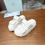 Prada Quilted Leather Platform Sandals White - Image 4