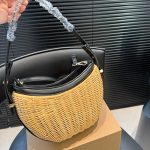 Prada Wicker And Leather Arqué Bag Black 22Cm 1Bc202 2Cyf F0I55 V Ooo - Image 5