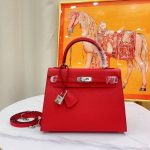 Hermès Kelly Sellier 25 Casaque Epsom Rouge With Silver Hardware In 25Cm - Image 4