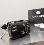 Chanel Quilted Mini Coco Clips Flap Gold And Ruthenium Hardware Black 20Cm - Image 10