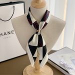 Chanel Coco Caro Silk Scarf In White And Black 70cm - Image 6