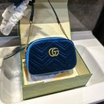 Gucci Small Gg Marmont Camera Bag Velvet Dark Blue 23Cm - Image 3