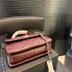 Chanel Flap Bag With Top Handle Burgundy 25cm - Image 7