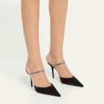 Saint Laurent Barbara Mules Satin And Rhinestones In Black 7997159Qn0A1021 - Image 7